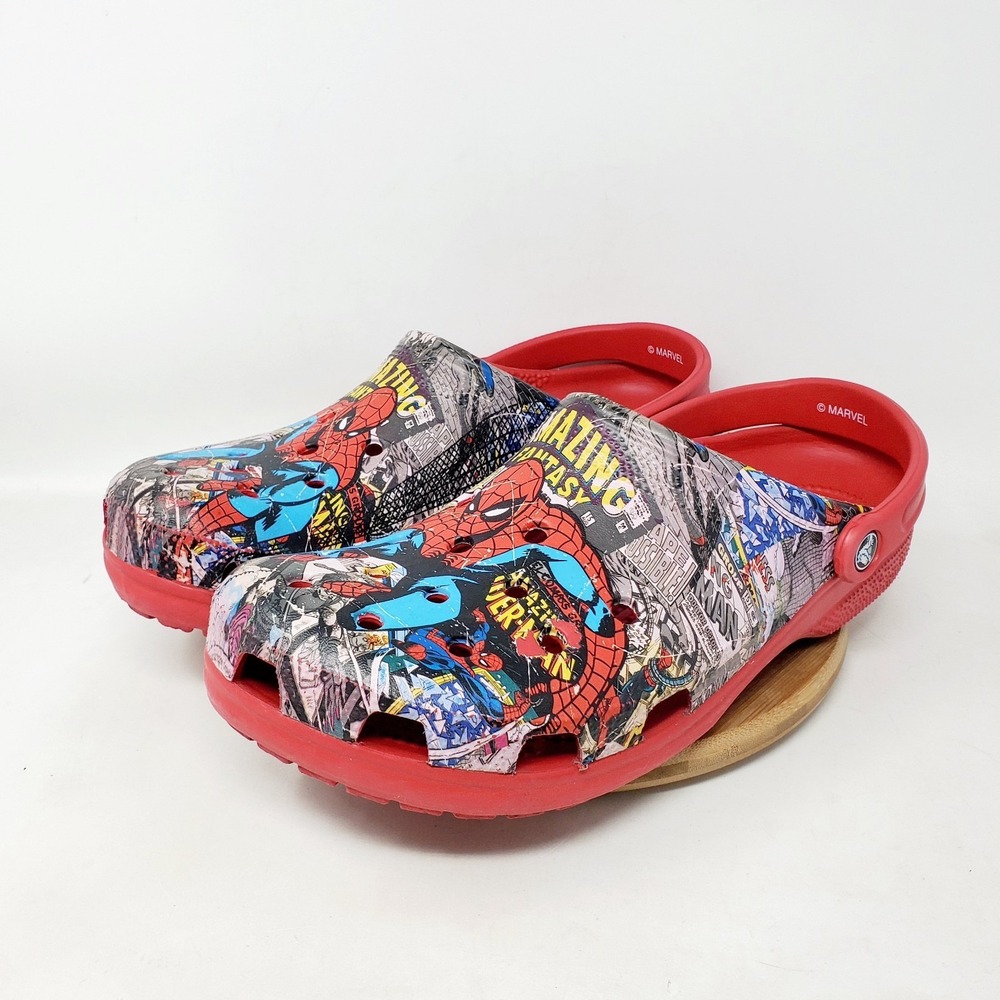 Crocs Spiderman Shoes Mens 13 Marvel Red Slip On Clasic Clog Sandals - Picture 3 of 12